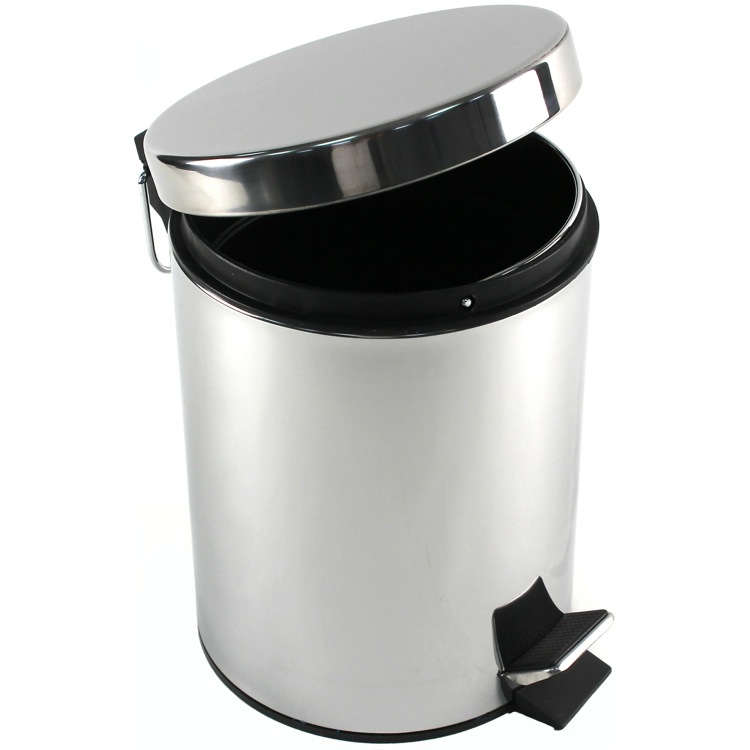 Gedy 2709-13 Round Polished Chrome Waste Bin With Pedal